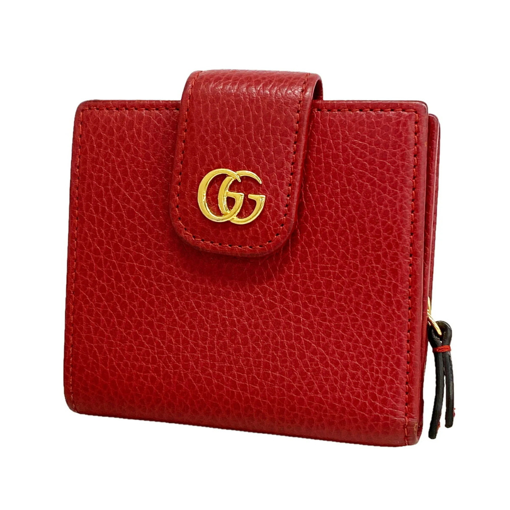 Gucci GG Marmont Wallet 523193 Leather Red Women's